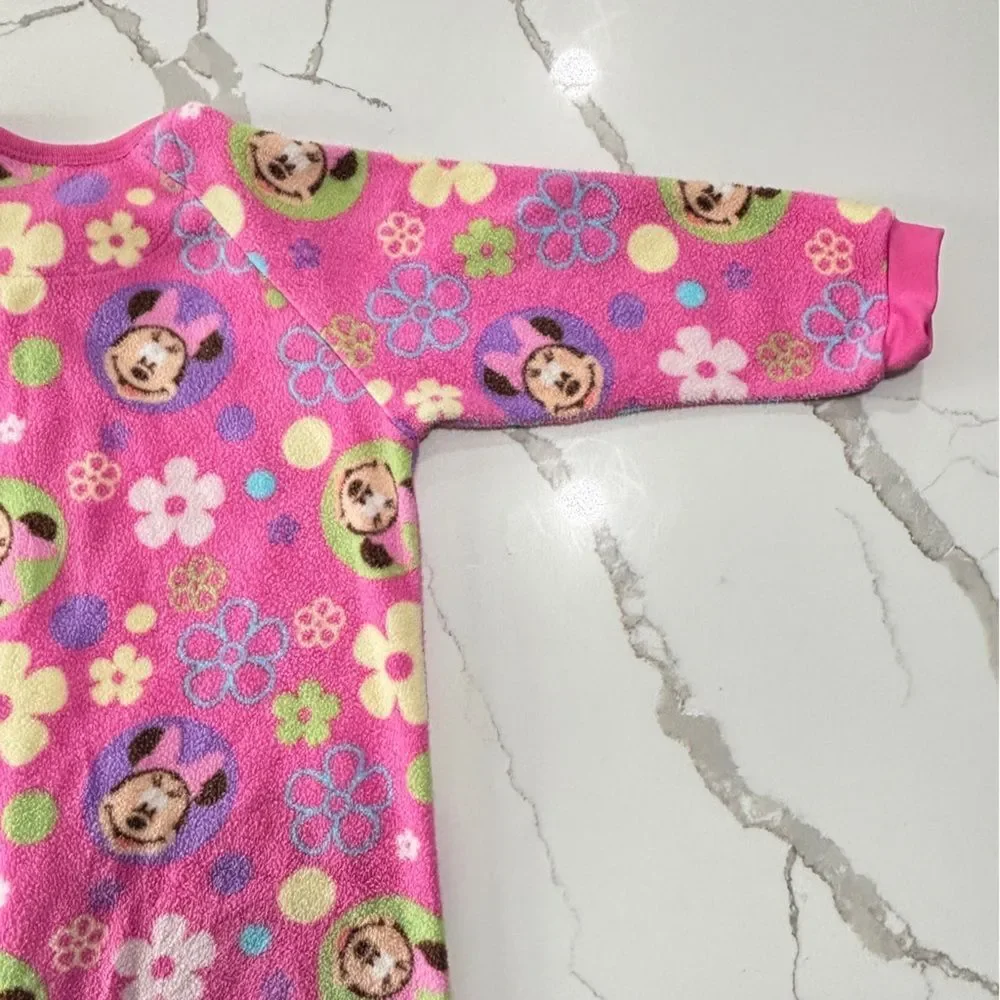 Disney Minnie Mouse Footed Pink Fleece Sleeper Floral Pajamas Footie 1-piece 3T